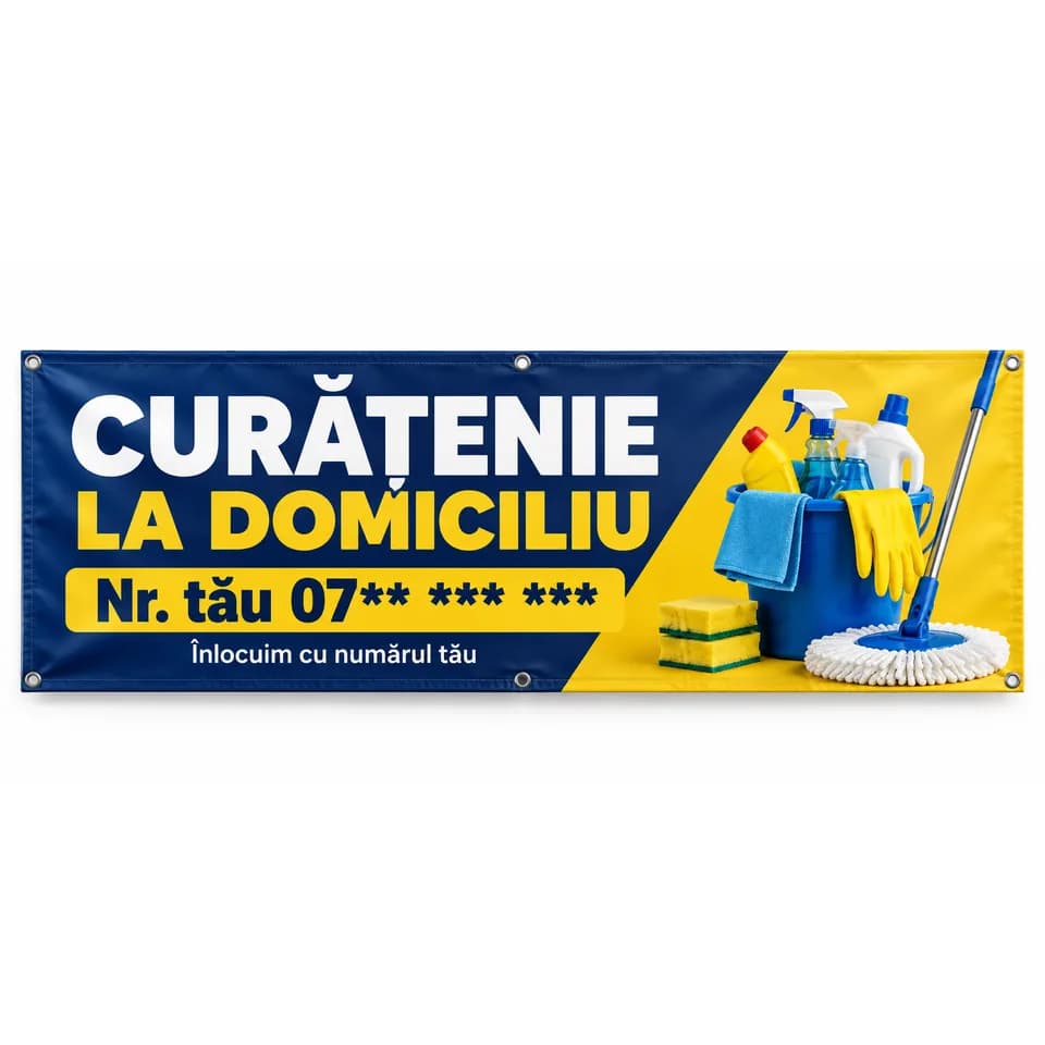 Banner curățenie la domiciliu cu numărul tău
