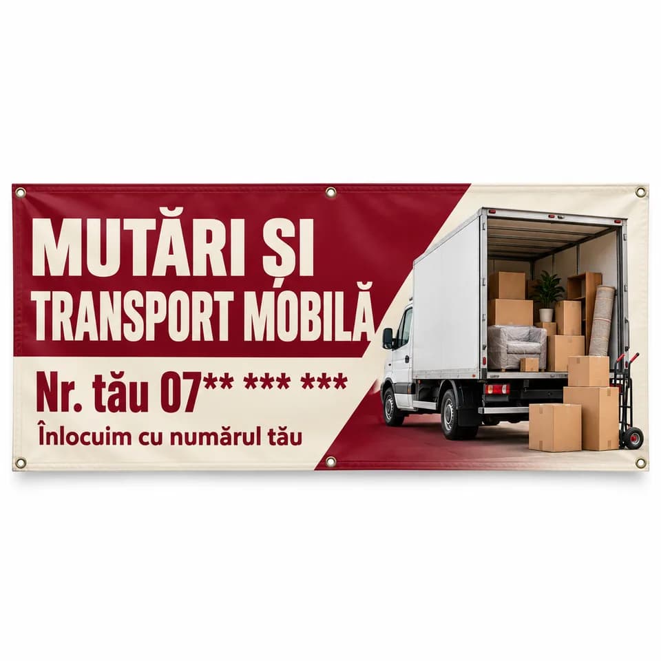 Banner mutări și transport mobilă cu numărul tău