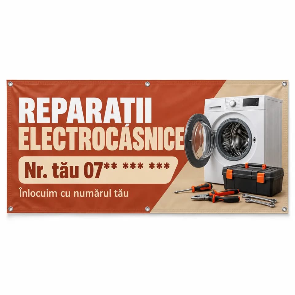 Banner reparații electrocasnice cu numărul tău