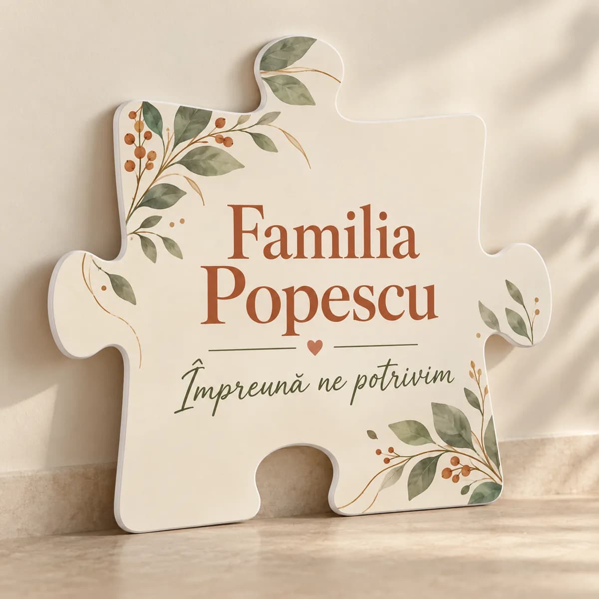 Piesă puzzle personalizată cu numele familiei
