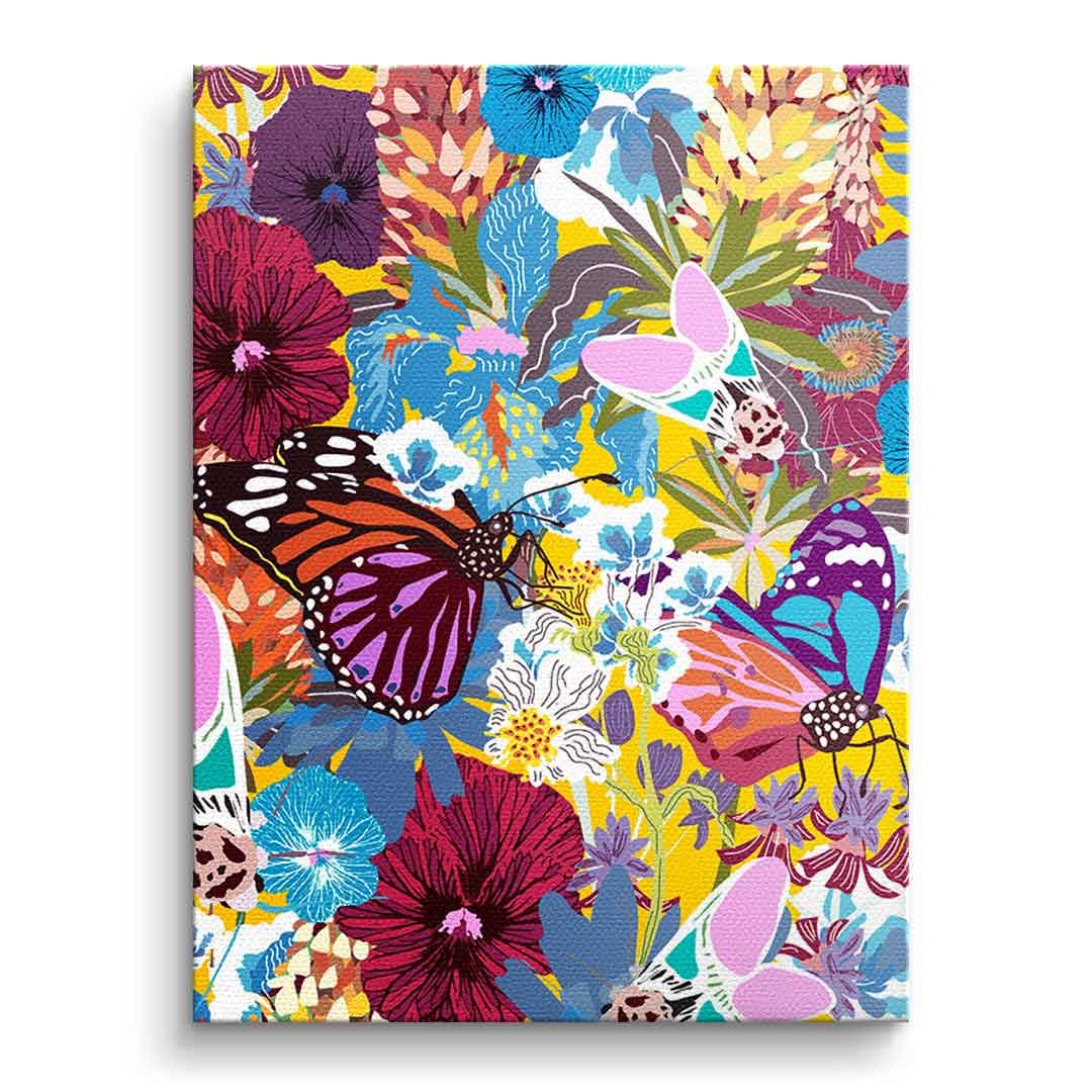 Tablou canvas fluturi și flori colorate – pentru dormitor