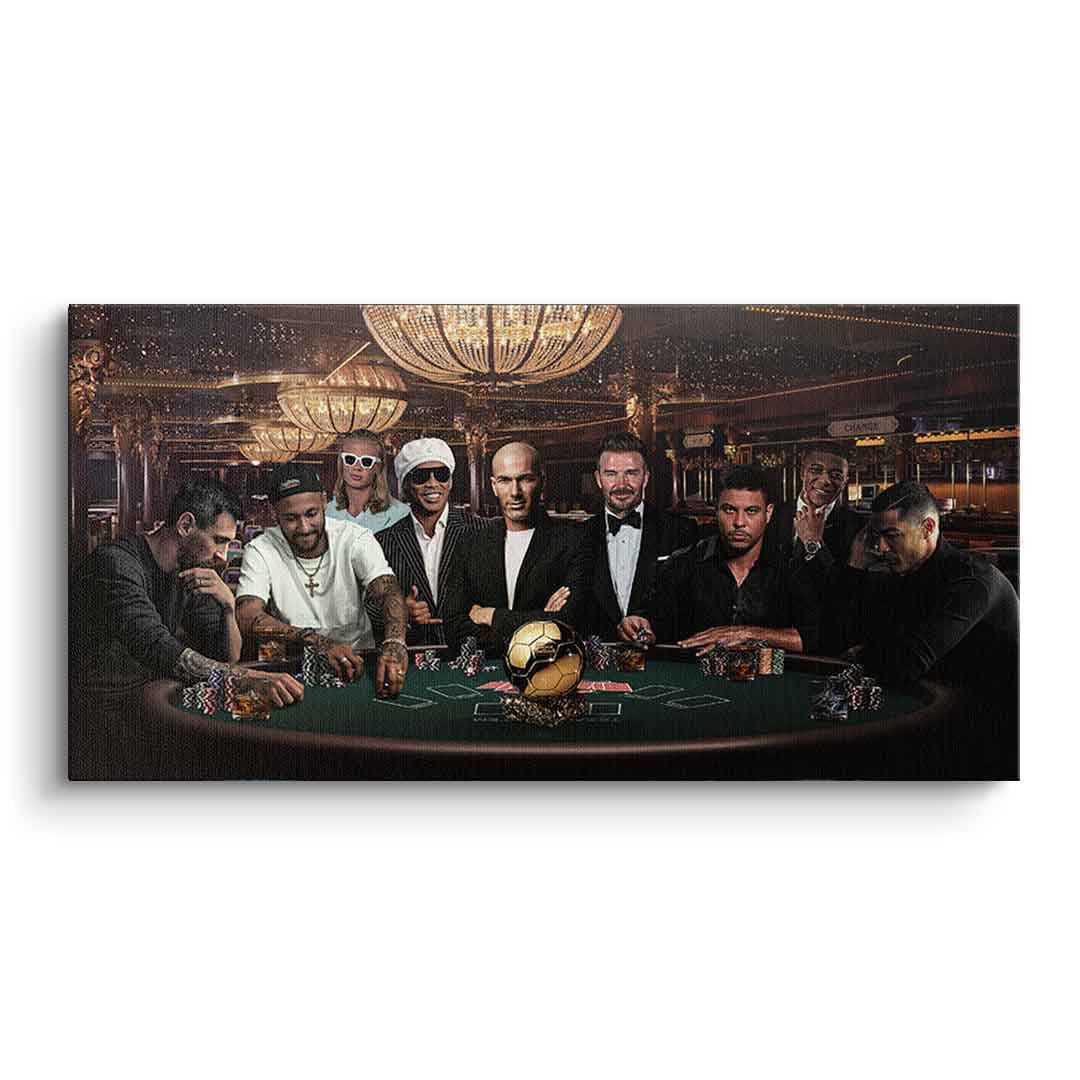 Tablou canvas fotbaliști celebri la poker – decor cameră băieți