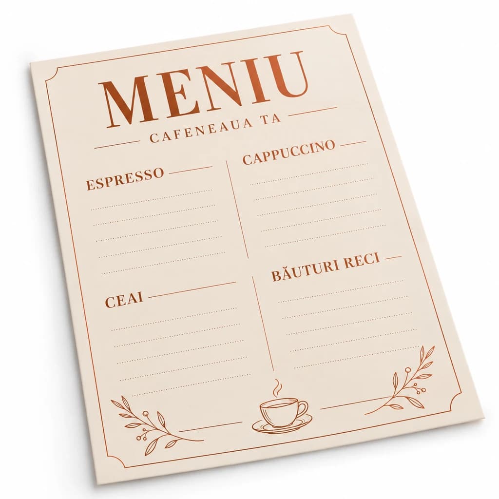 Afiș meniu pentru cafenea și restaurant
