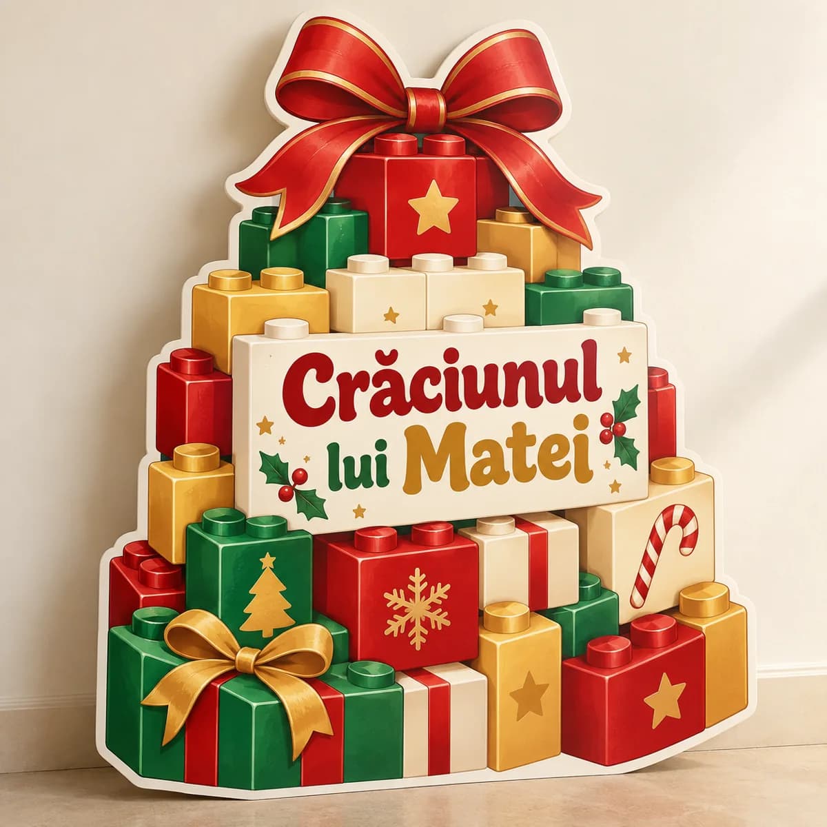 Cadouri din cărămizi colorate pe PVC de Crăciun