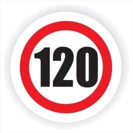 Semn Indicator Limitare viteza 120, autocolant, diametru 12 cm