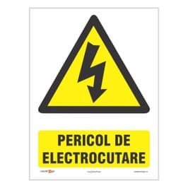 Semn Indicator Pericol electrocutare, autocolant, 15 x 20 cm