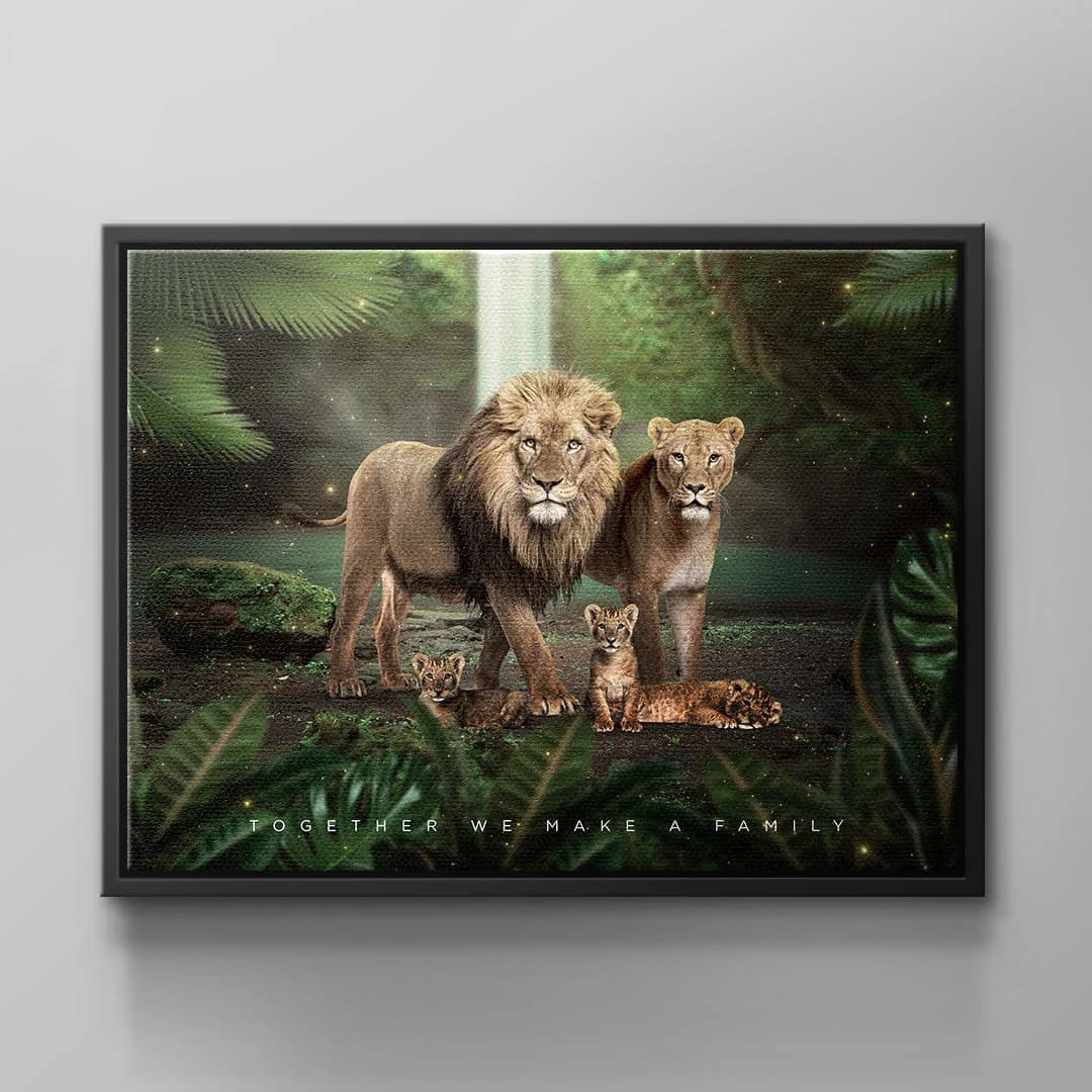 Tablou canvas familie de lei în junglă – decor living familial