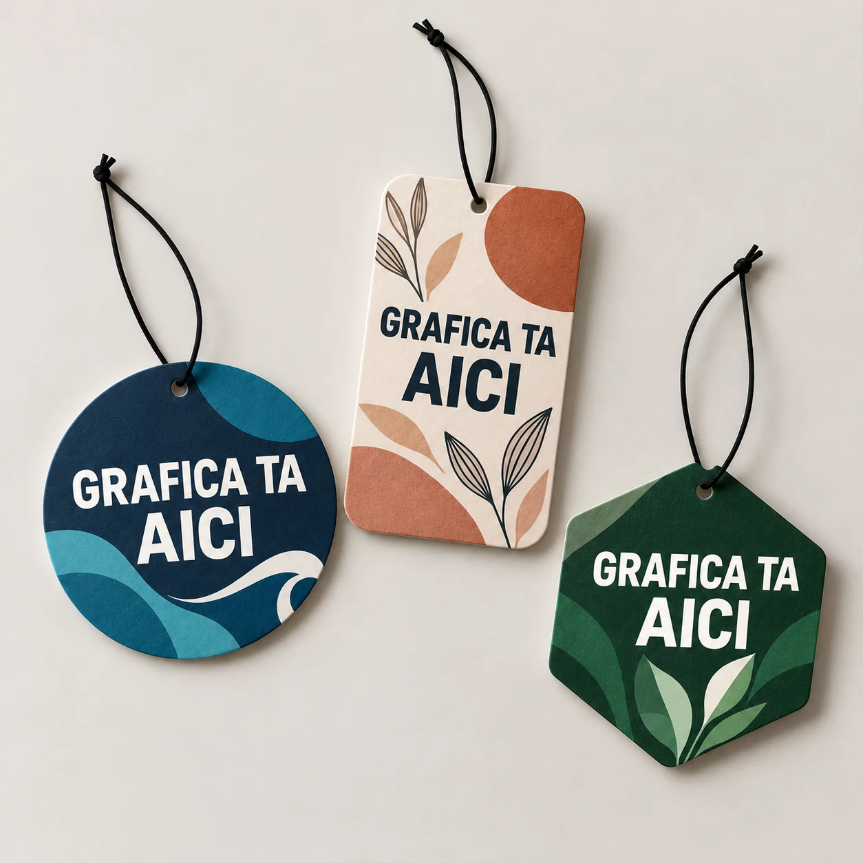 Odorizante auto personalizate, imprimate color și prevăzute cu șnur